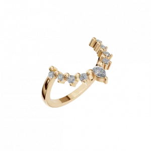 Curved Natural Diamond Ring – A Golden Glow of Love and Light