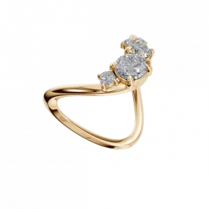 “Verdure” Curved Natural Diamond Ring – A Touch of Nature’s Elegance