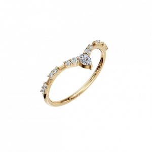 Curved Natural Diamond Ring – Graceful Contours, Timeless Sparkle