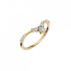 Curved Natural Diamond Ring – Delicate Sparkle, Distinctive Style