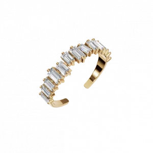 Baguette Natural Diamond Cuff Ring – Contemporary Elegance with Architectural Flair
